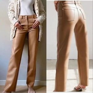 Wilfred The Melina Pant Camel Faux Leather Straight Leg Size 0 High Waist